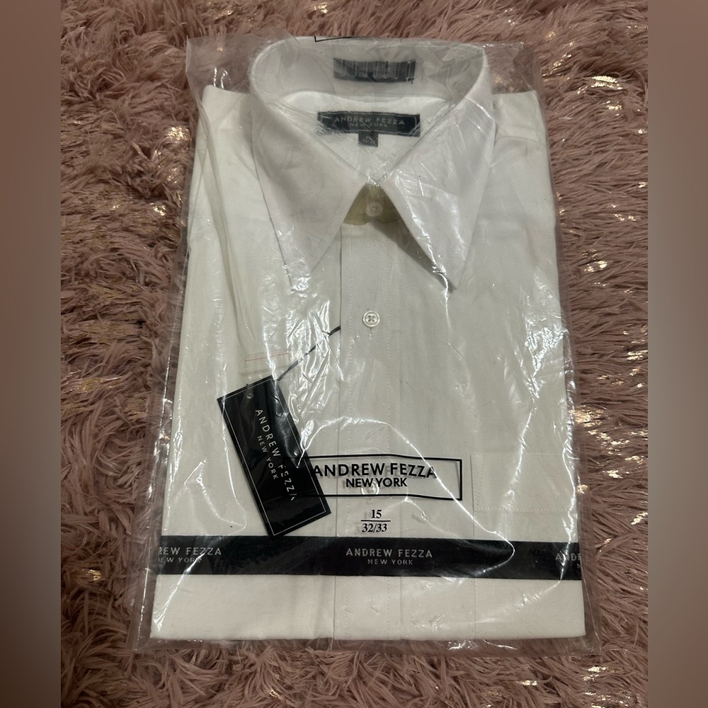 Andrew Fezza New York Men’s Dress Shirt – White, Size 15 32/33 – NWT
